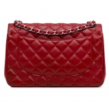 Chanel Vintage - Jumbo Classic Lambskin Double Flap - Red - Leather and Lambskin Handbag - Luxury High Quality