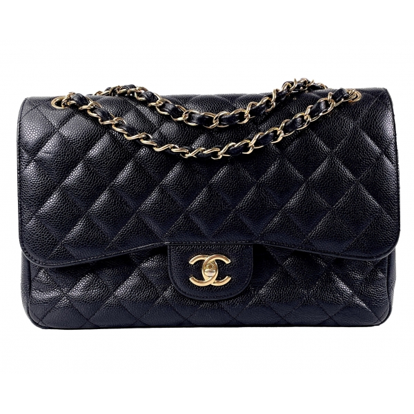 Chanel Vintage - Jumbo Classic Lambskin Double Flap - Black - Leather and Lambskin Handbag - Luxury High Quality