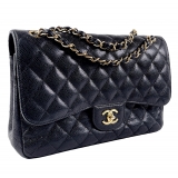 Chanel Vintage - Jumbo Classic Lambskin Double Flap - Black - Leather and Lambskin Handbag - Luxury High Quality