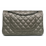 Chanel Vintage - Medium Classic Metallic Caviar Double Flap - Gray - Leather and Lambskin Handbag - Luxury High Quality