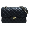 Chanel Vintage - Medium Classic Lambskin Double Flap - Blu - Borsa in Pelle e Agnello - Alta Qualità Luxury