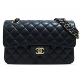 Chanel Vintage - Medium Classic Lambskin Double Flap - Blue - Leather and Lambskin Handbag - Luxury High Quality