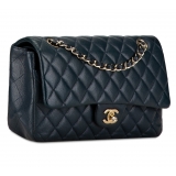 Chanel Vintage - Medium Classic Caviar Double Flap - Blu - Borsa in Pelle e Agnello - Alta Qualità Luxury