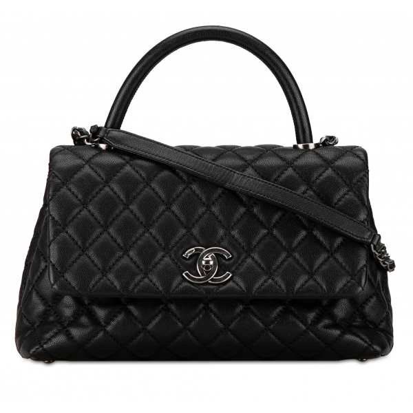 Chanel Vintage - Small Caviar Coco Top Handle Bag - Black - Leather and Lambskin Handbag - Luxury High Quality