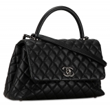 Chanel Vintage - Small Caviar Coco Top Handle Bag - Black - Leather and Lambskin Handbag - Luxury High Quality