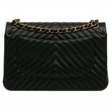 Chanel Vintage - Jumbo Classic Chevron Lambskin Double Flap - Black - Leather and Lambskin Handbag - Luxury High Quality