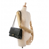 Chanel Vintage - Jumbo Classic Chevron Lambskin Double Flap - Black - Leather and Lambskin Handbag - Luxury High Quality