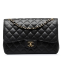 Chanel Vintage - Jumbo Classic Caviar Double Flap - Black - Leather and Lambskin Handbag - Luxury High Quality