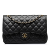 Chanel Vintage - Jumbo Classic Caviar Double Flap - Nera - Borsa in Pelle e Agnello - Alta Qualità Luxury