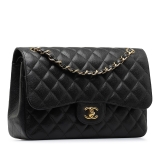 Chanel Vintage - Jumbo Classic Caviar Double Flap - Black - Leather and Lambskin Handbag - Luxury High Quality