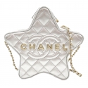 Chanel Vintage - Metallic Lambskin Star Chain Crossbody - Silver - Leather and Lambskin Handbag - Luxury High Quality