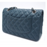 Chanel Vintage - Medium Classic Caviar Double Flap - Blu - Borsa in Pelle e Agnello - Alta Qualità Luxury