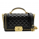 Chanel Vintage - Small Lambskin Boy Top Handle - Black - Leather and Lambskin Handbag - Luxury High Quality