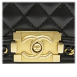 Chanel Vintage - Small Lambskin Boy Top Handle - Black - Leather and Lambskin Handbag - Luxury High Quality