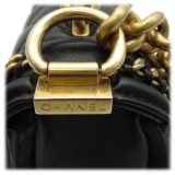 Chanel Vintage - Small Lambskin Boy Top Handle - Black - Leather and Lambskin Handbag - Luxury High Quality