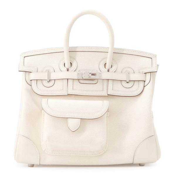 Hermès Vintage - Toile Goeland Swift Cargo Birkin 25 - White - Leather and Calf Handbag - Luxury High Quality