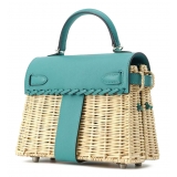 Hermès Vintage - Wicker and Swift Mini Kelly Picnic 20 - Brown - Leather and Calf Handbag - Luxury High Quality