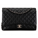 Chanel Vintage - Maxi Classic Caviar Double Flap - Black - Leather and Lambskin Handbag - Luxury High Quality