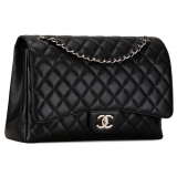 Chanel Vintage - Maxi Classic Caviar Double Flap - Black - Leather and Lambskin Handbag - Luxury High Quality