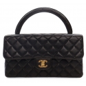 Chanel Vintage - Medium Lambskin Kelly Parent Top Handle Bag - Nera - Borsa in Pelle e Agnello - Alta Qualità Luxury