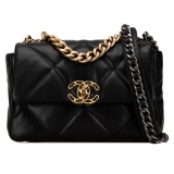 Chanel Vintage - Medium Lambskin 19 Flap - Black - Leather and Lambskin Handbag - Luxury High Quality