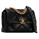 Chanel Vintage - Medium Lambskin 19 Flap - Black - Leather and Lambskin Handbag - Luxury High Quality