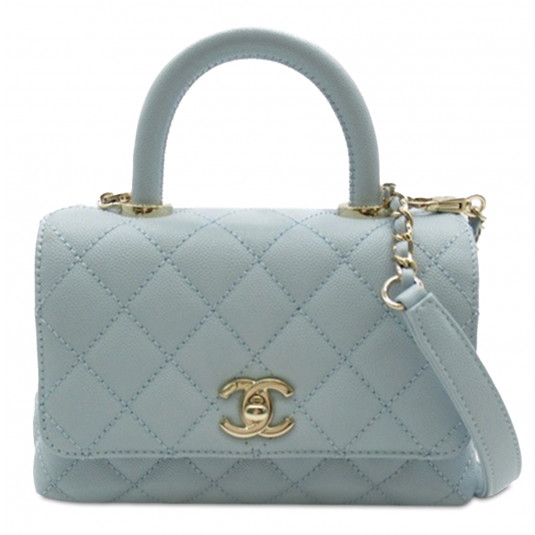 Chanel Vintage - Extra Mini Caviar Coco Top Handle - Blu - Borsa in Pelle e Agnello - Alta Qualità Luxury