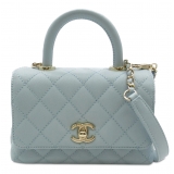 Chanel Vintage - Extra Mini Caviar Coco Top Handle - Blu - Borsa in Pelle e Agnello - Alta Qualità Luxury