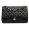 Chanel Vintage - Jumbo Classic Caviar Double Flap - Nera - Borsa in Pelle e Agnello - Alta Qualità Luxury