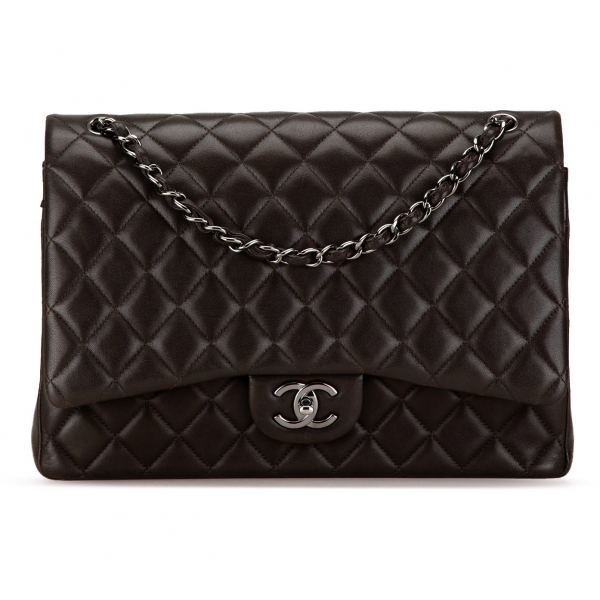 Chanel Vintage - Maxi Classic Lambskin Double Flap - Nera - Borsa in Pelle e Agnello - Alta Qualità Luxury