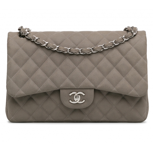 Chanel Vintage - Jumbo Classic Caviar Double Flap - Grigia - Borsa in Pelle e Agnello - Alta Qualità Luxury