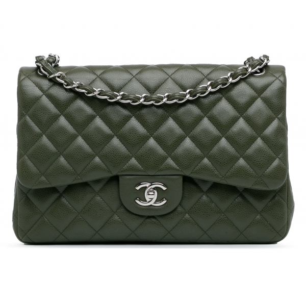 Chanel Vintage - Jumbo Classic Caviar Double Flap - Green - Leather and Lambskin Handbag - Luxury High Quality