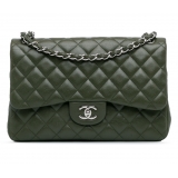 Chanel Vintage - Jumbo Classic Caviar Double Flap - Green - Leather and Lambskin Handbag - Luxury High Quality