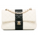 Chanel Vintage - Medium Bi-Stripe Classic Lambskin Double Flap - Bianca - Borsa in Pelle e Agnello - Alta Qualità Luxury