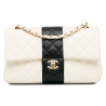 Chanel Vintage - Medium Bi-Stripe Classic Lambskin Double Flap - White - Leather and Lambskin Handbag - Luxury High Quality