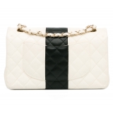 Chanel Vintage - Medium Bi-Stripe Classic Lambskin Double Flap - Bianca - Borsa in Pelle e Agnello - Alta Qualità Luxury