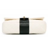 Chanel Vintage - Medium Bi-Stripe Classic Lambskin Double Flap - Bianca - Borsa in Pelle e Agnello - Alta Qualità Luxury