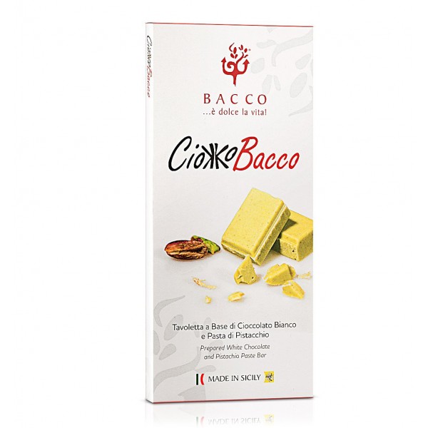 Bacco - Tipicità al Pistacchio - CiokkoBacco - Pistachio White Chocolate Bar - Artisan Chocolate - 100 g