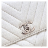 Chanel Vintage - Medium Caviar Chevron Coco Top Handle Satchel - White - Leather and Lambskin Handbag - Luxury High Quality