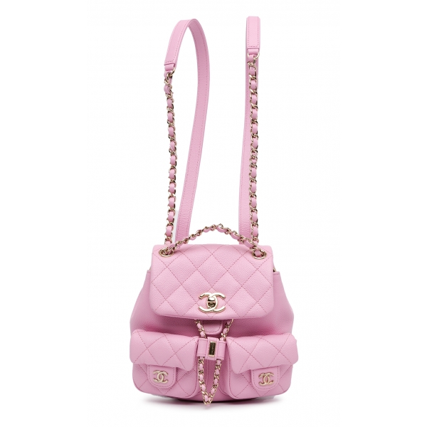 Chanel Vintage - Small Quilted Caviar Duma Pockets Drawstring Backpack - Pink - Leather and Lambskin Handbag - Luxury