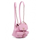 Chanel Vintage - Small Quilted Caviar Duma Pockets Drawstring Backpack - Pink - Leather and Lambskin Handbag - Luxury