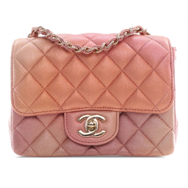 Chanel Vintage - Mini Square Ombre Iridescent Lambskin Flap - Pink - Leather and Lambskin Handbag - Luxury High Quality