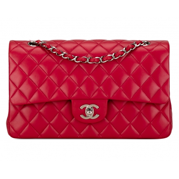 Chanel Vintage - Medium Classic Lambskin Double Flap - Rossa - Borsa in Pelle e Agnello - Alta Qualità Luxury