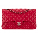 Chanel Vintage - Medium Classic Lambskin Double Flap - Red - Leather and Lambskin Handbag - Luxury High Quality