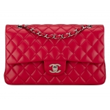 Chanel Vintage - Medium Classic Lambskin Double Flap - Red - Leather and Lambskin Handbag - Luxury High Quality