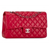 Chanel Vintage - Medium Classic Lambskin Double Flap - Red - Leather and Lambskin Handbag - Luxury High Quality