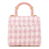 Chanel Vintage - Quilted Tweed Crush Top Handle Flap - Pink - Leather and Lambskin Handbag - Luxury High Quality