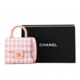 Chanel Vintage - Quilted Tweed Crush Top Handle Flap - Pink - Leather and Lambskin Handbag - Luxury High Quality