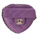 Chanel Vintage - Mini Lambskin CC in Love Heart Crossbody - Viola - Borsa in Pelle e Agnello - Alta Qualità Luxury