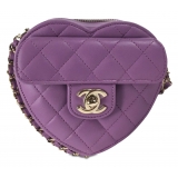 Chanel Vintage - Mini Lambskin CC in Love Heart Crossbody - Purple - Leather and Lambskin Handbag - Luxury High Quality